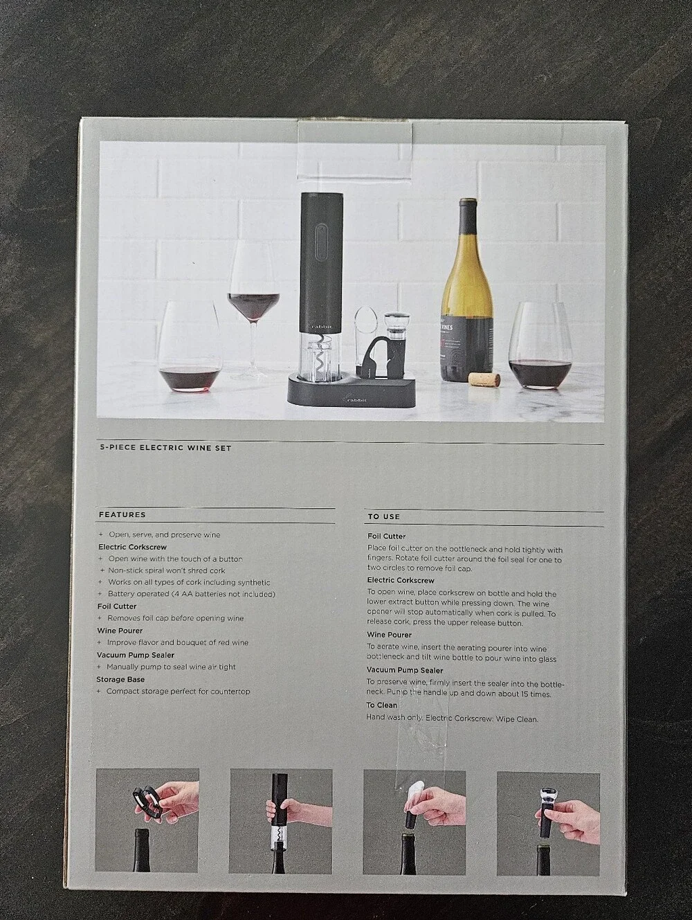 Rabbit 5 Piece Electric Wine Set NWT